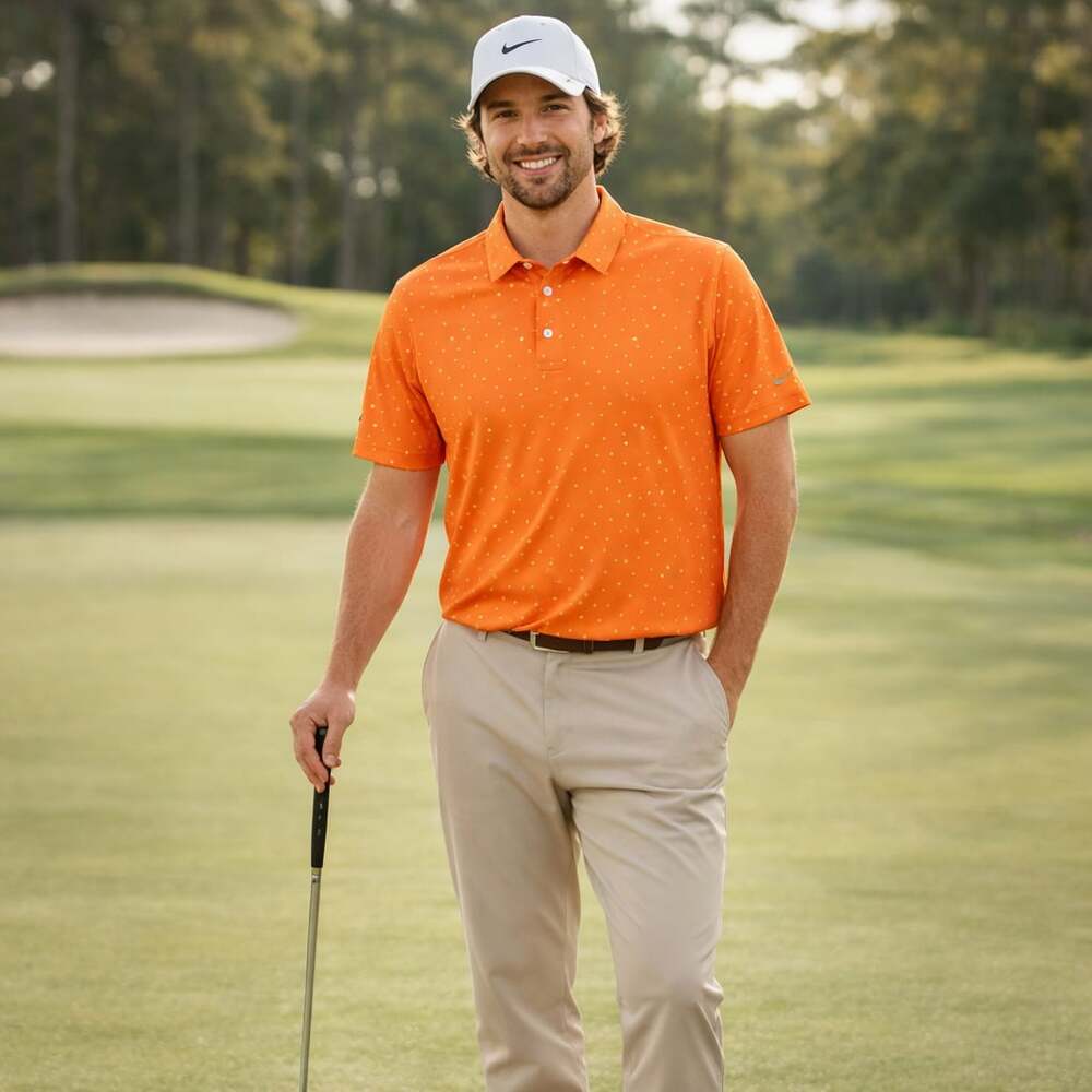 Nike Golf Dri-FIT Vapor Orange Printed Polo Shirt XXL